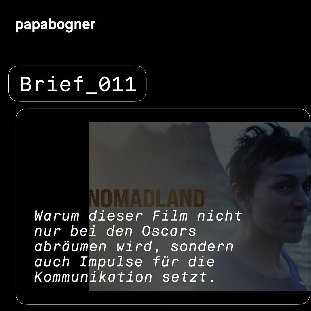 In unserem neuen Brief geht es um den Film #NOMADLAND, der unser Bedürfnis nach Realness massiv befriedigt - vor allem in zweiten Jahr Corona Krise, umzingelt von ganz viel artifizieller Happy-Place-Ästhetik. Warum das der Way to go für Popkultur ist - jetzt im  #pabobrief.